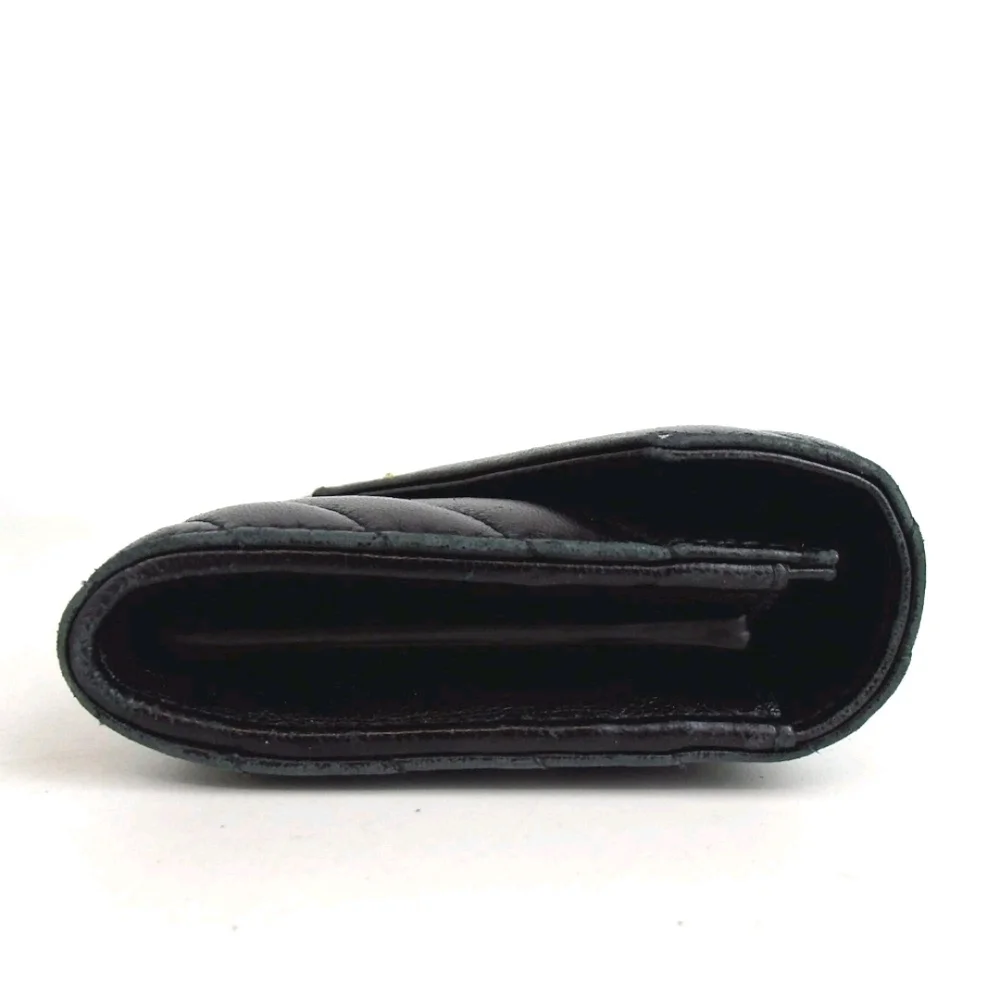 Authentic Yves Saint Laurent YSL logo V stitch wallet/ Clucth leather - Picture 4 of 14